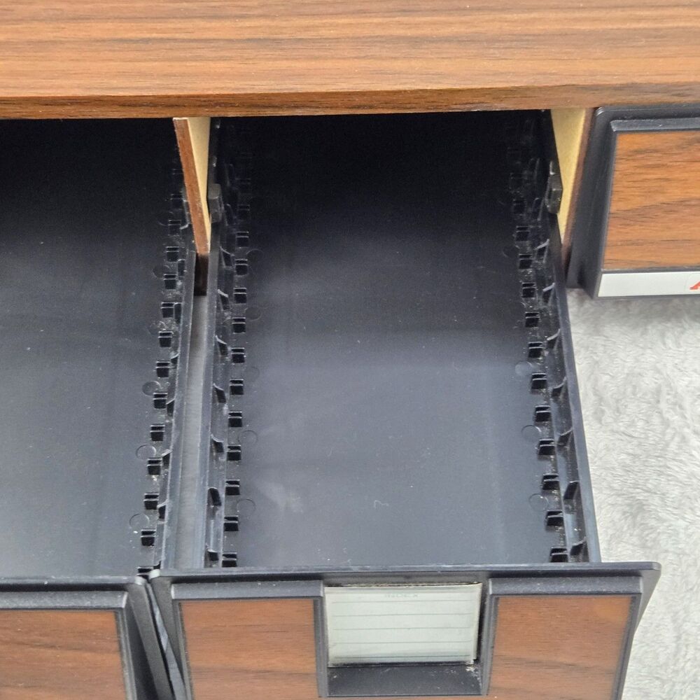 Vintage Add’n Stac Cassette Tape Storage Case 42 Capacity Faux Wood - Picture 5 of 15